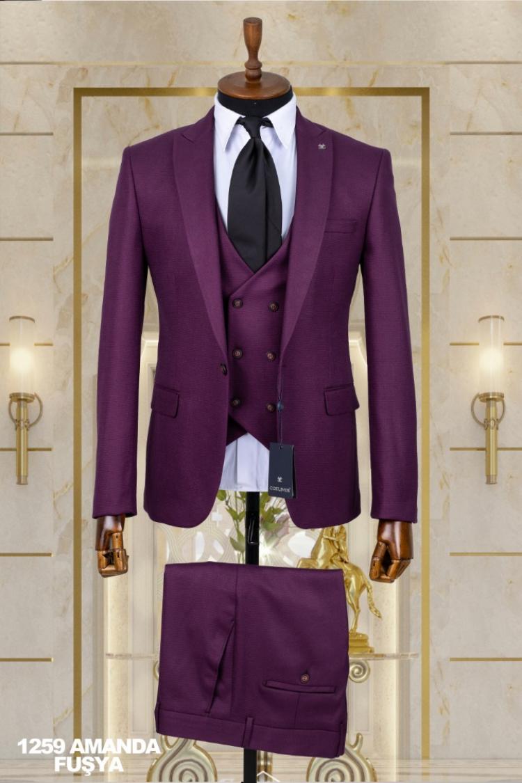 Dobby Men's Suit Fuchsia