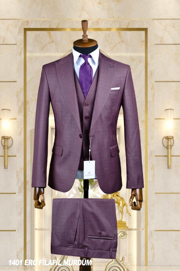 Dobby Men's Suit Plum