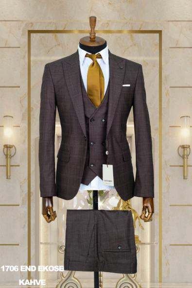 Dobby Men's Suit Brown