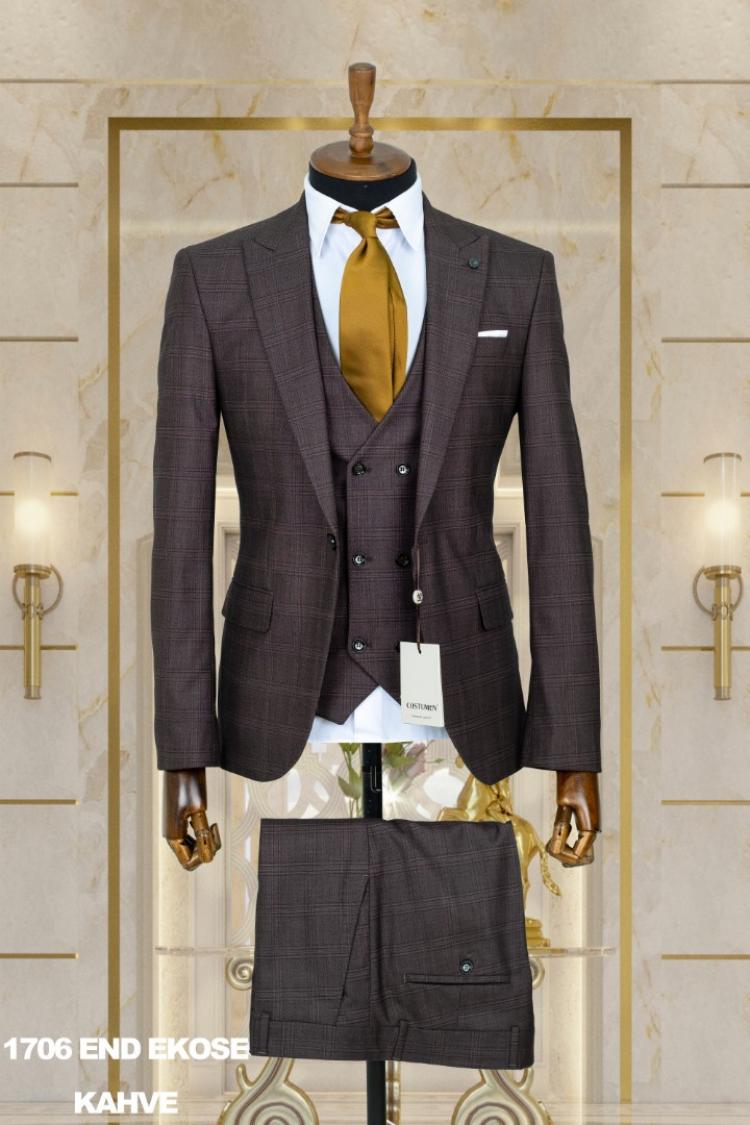 Dobby Men's Suit Brown