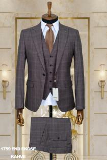 Dobby Men's Suit Brown