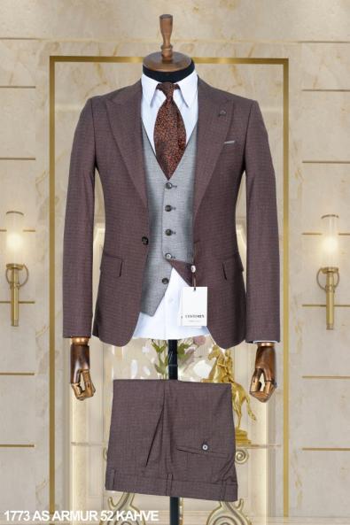 Double Sided Vest Men's Suit Brown