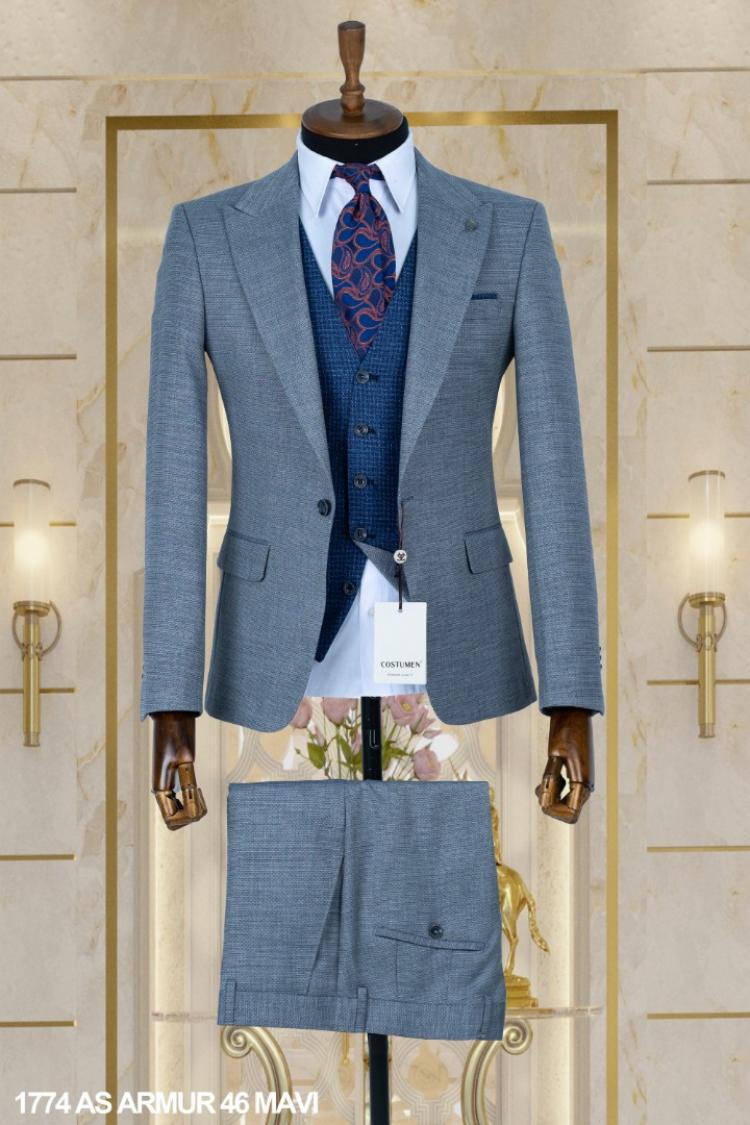 Double Sided Vest Men's Suit Blue