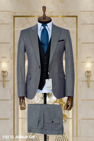 Double Sided Vest Men's Suit Gray