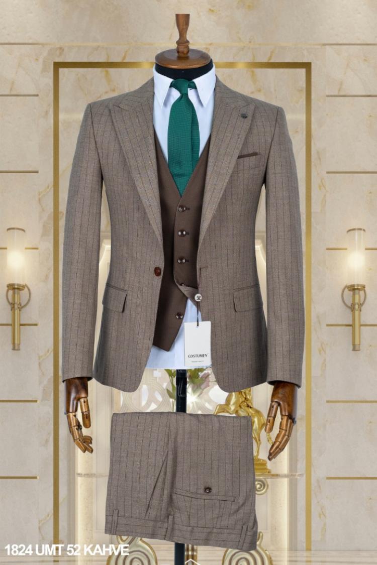 Double Sided Vest Men's Suit Brown