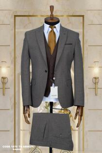 Double Sided Vest Men's Suit Brown