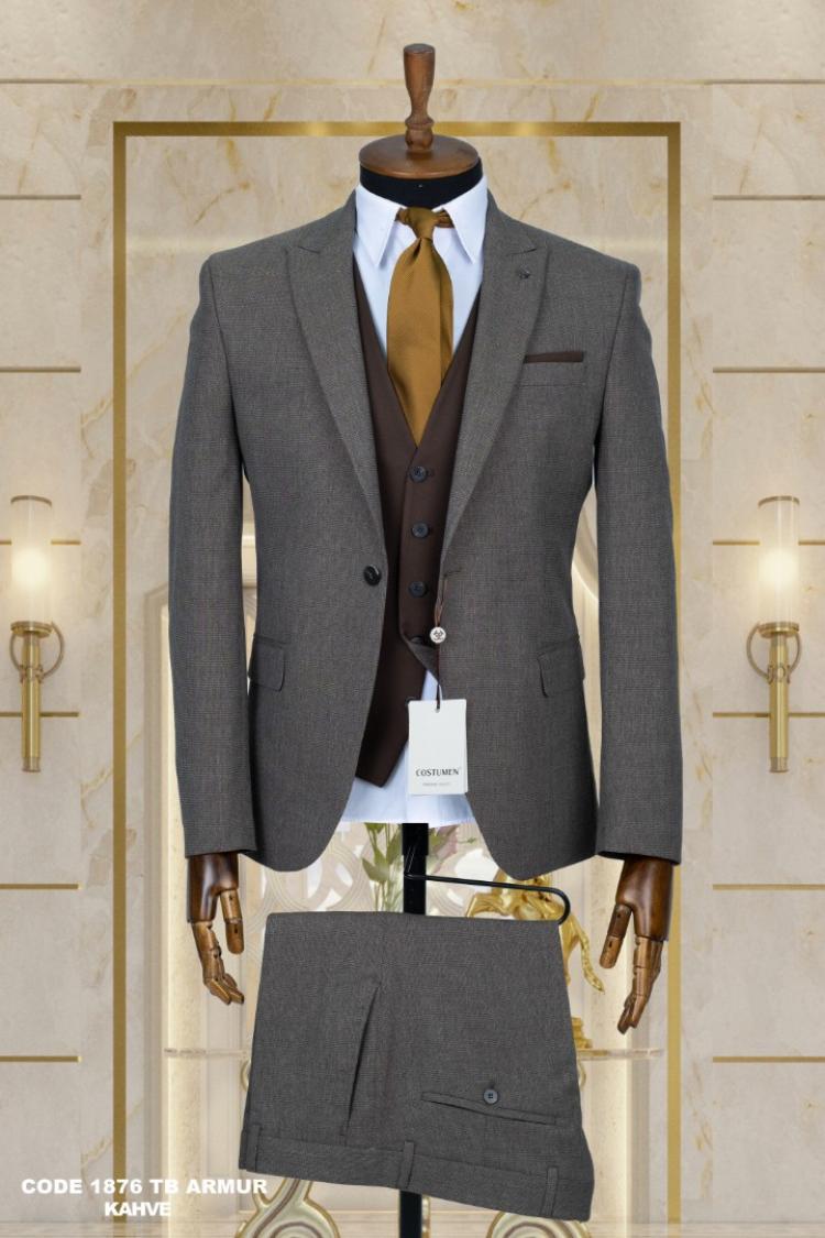 Double Sided Vest Men's Suit Brown