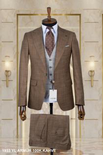 Double Sided Vest Men's Suit Dark Brown