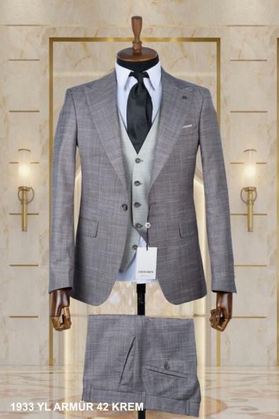 Double-Sided Vest Men's Suit Cream