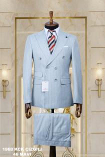 Double Breasted Men's Suit Blue