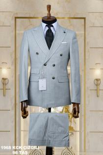 Double Breasted Men's Suit Stone