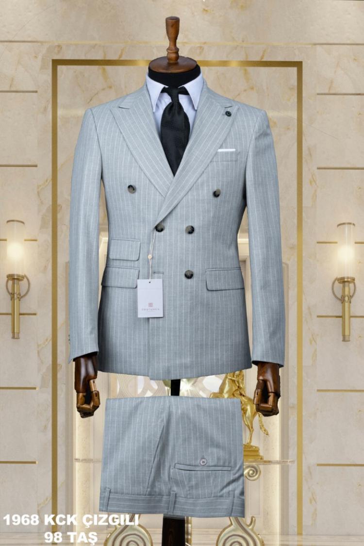 Double Breasted Men's Suit Stone