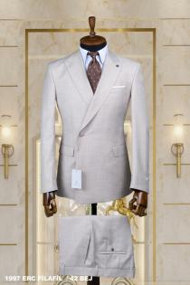 Double Breasted Men's Suit Beige