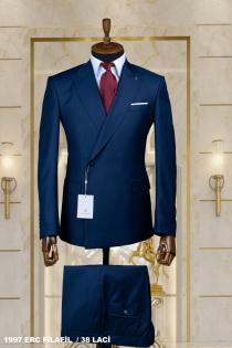 Double Breasted Men's Suit Navy Blue