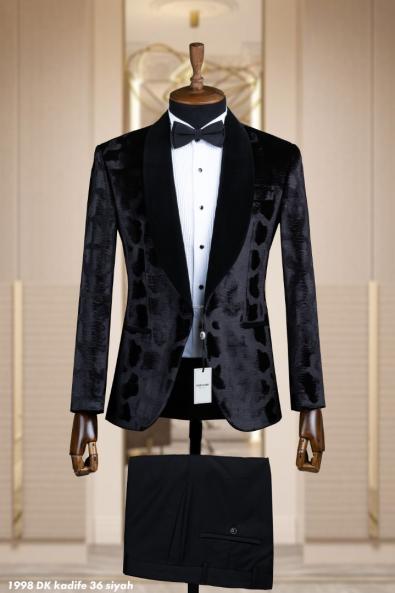 Jacquard Men's Wedding Suit Black