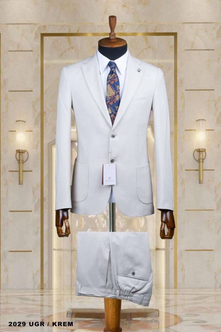 Double Men's Suit Dark Cream