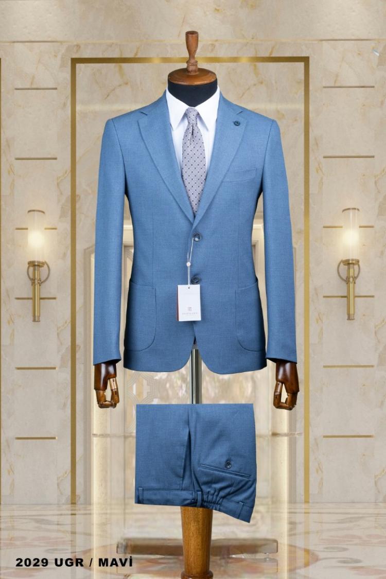 Double Men's Suit Dark Blue